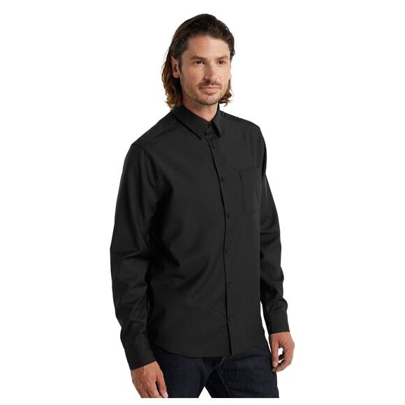 Icebreaker Tessell Merino Wool Black Shirt Long Sleeve size M Button-up New - Picture 1 of 13